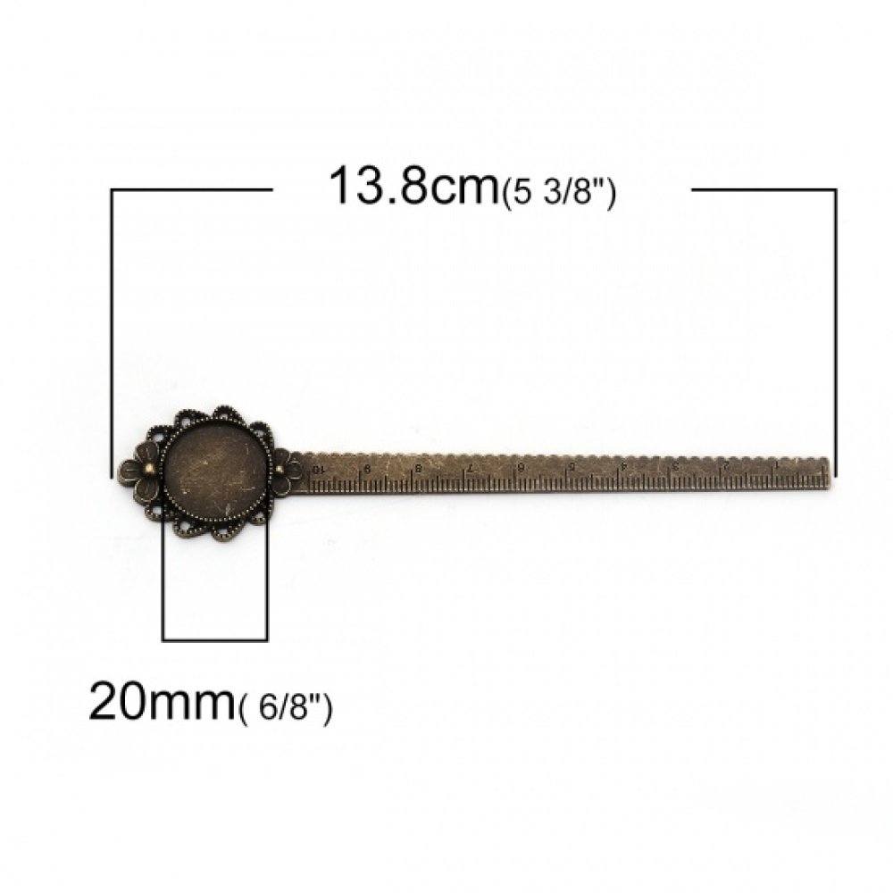 3 bookmarks ruler cabochon 20 mm N°02 Bronze