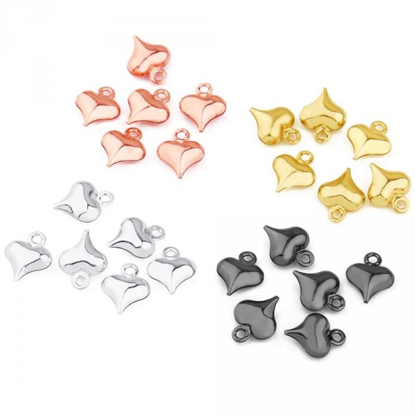 5 Breloques Acier inoxydable Argent Vieilli C&oelig;ur N&deg;02