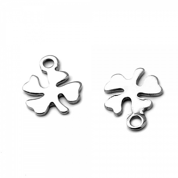 5 Breloques en Acier Inoxydable fleur N&deg;03 argent 10.5 x 8mm