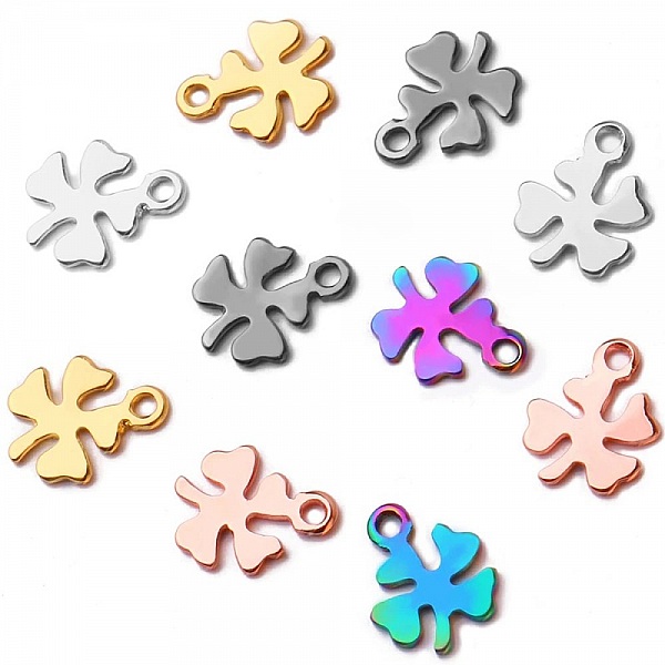 5 Breloques en Acier Inoxydable fleur N&deg;03 dor&eacute; ros&eacute; 10.5 x 8mm