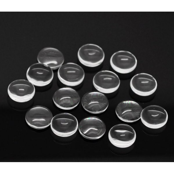 5 Cabochons Ronds 10 mm en verre loupe transparent N&deg;02