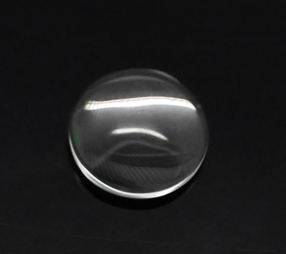 5 Round Cabochons 12 mm in transparent burr glass N°03