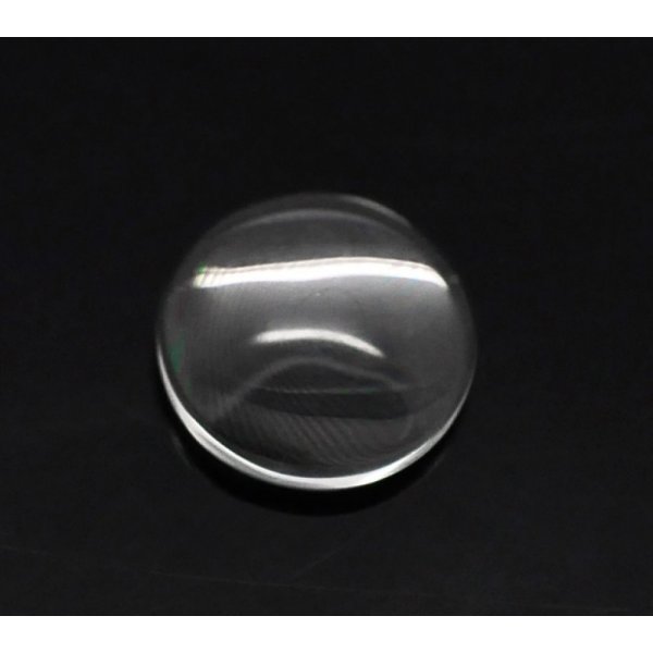 5 Round Cabochons 12 mm in transparent burr glass N&deg;03