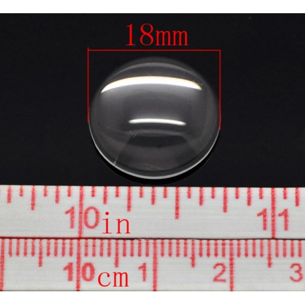 5 Cabochons Ronds 18 mm in transparent burr glass N&deg;07