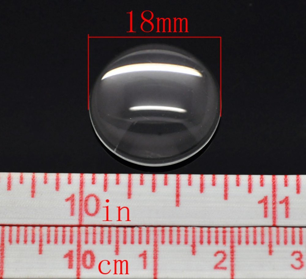 5 Cabochons Ronds 18 mm in transparent burr glass N°07