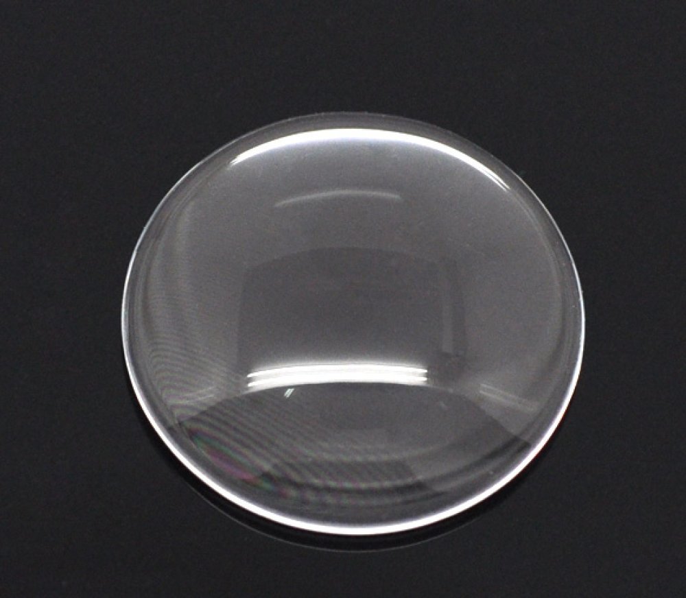 5 Cabochons Round 20 mm in transparent burr glass N°08