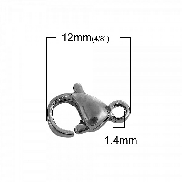 5 Stainless Steel Clasps Carabiner 12 x 07 mm.