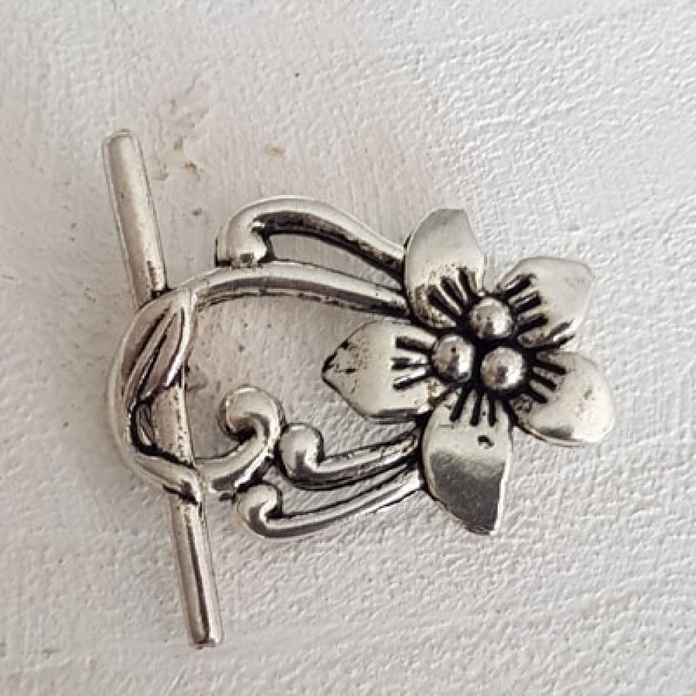 5 Toggle Clasps Flower Patterns Romantic Silver