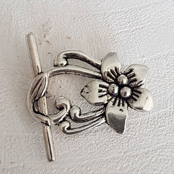5 Toggle Clasps Flower Patterns Romantic Silver