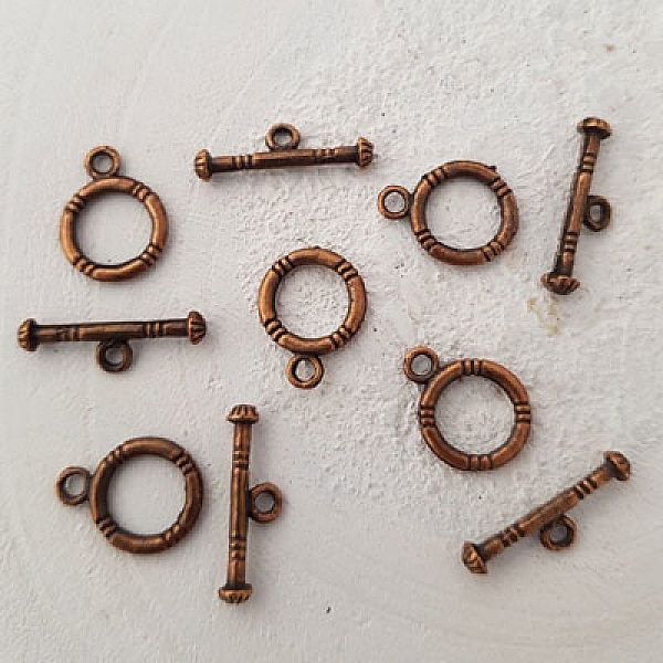 5 Toggle Clasps Round Bronze Patterns N&deg;02