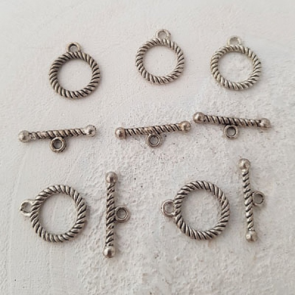 5 Toggle Clasps Round Pattern Silver N&deg;04