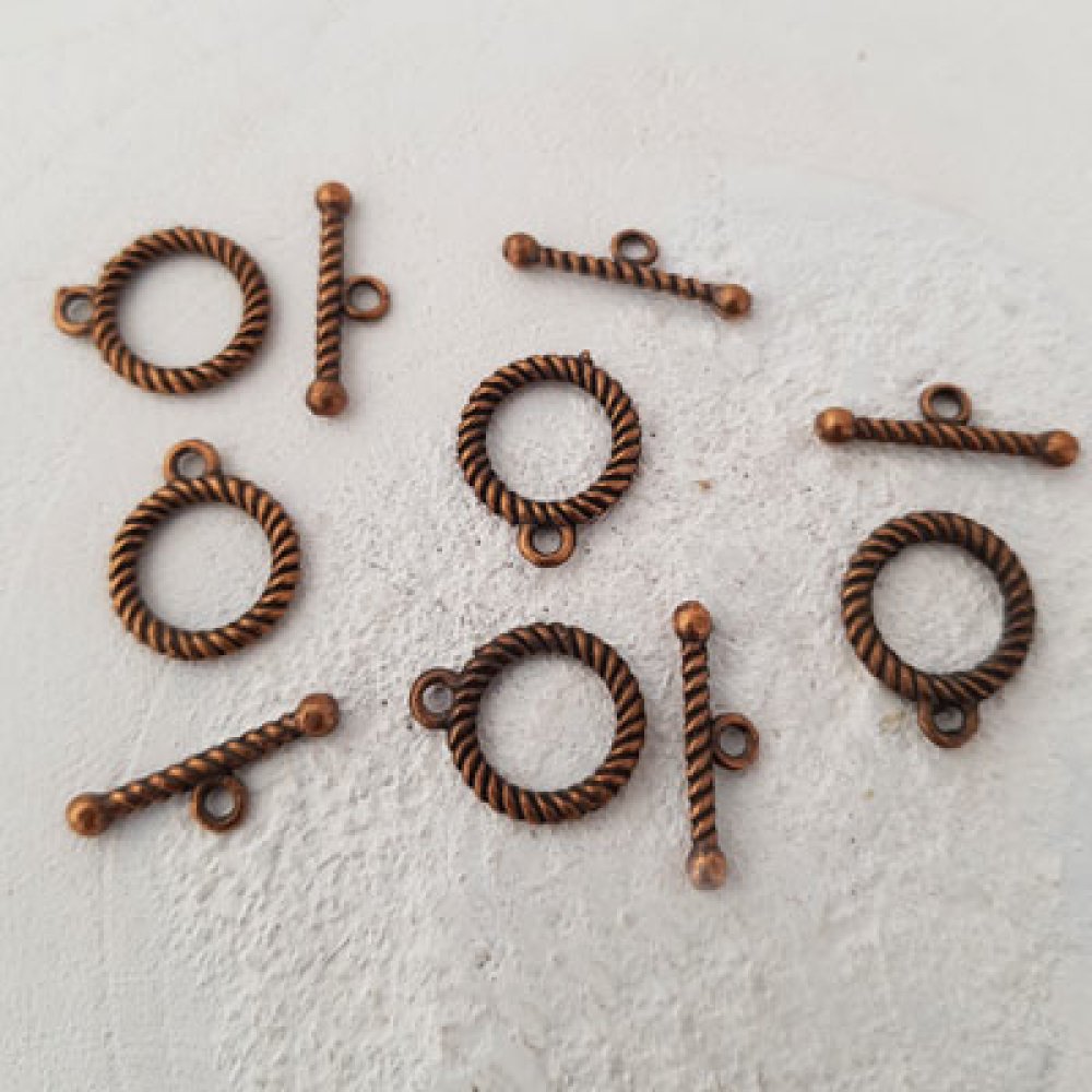 5 Toggle Clasps Round Pattern Bronze N°04