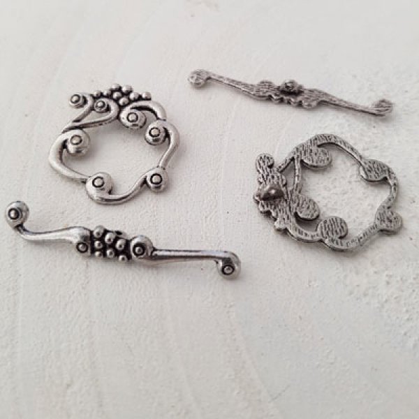 5 Toggle Clasps Round Pattern Silver N&deg;07