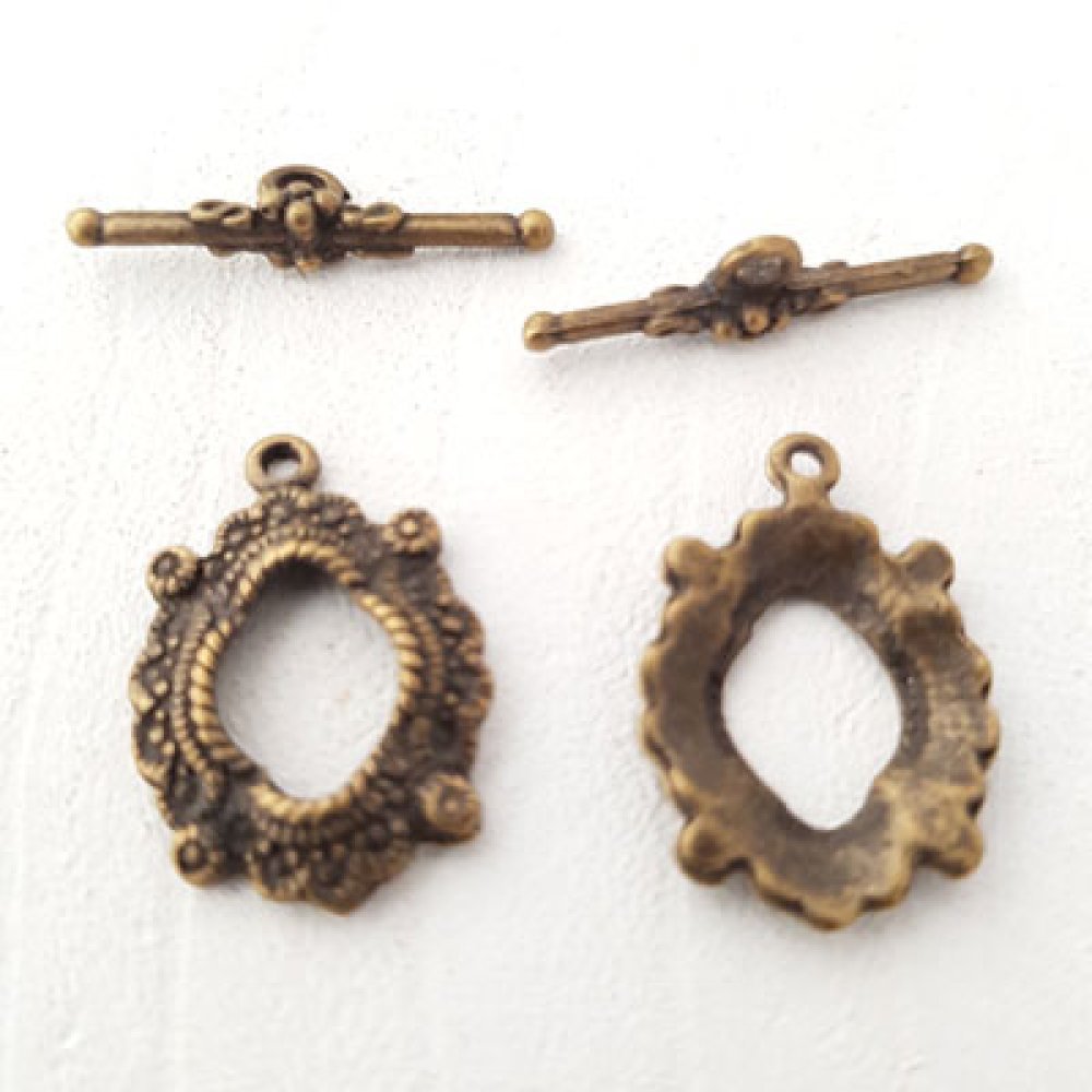 5 Toggle Clasps Round Pattern Bronze N°08