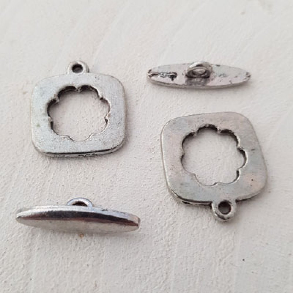 5 Toggle Clasps Round Pattern Silver N°09