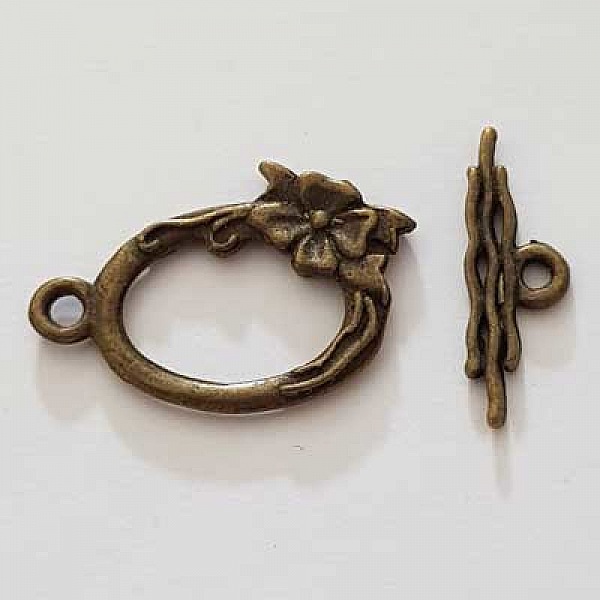 5 Fermoirs Toggle Motif Fleur Bronze N&deg;19