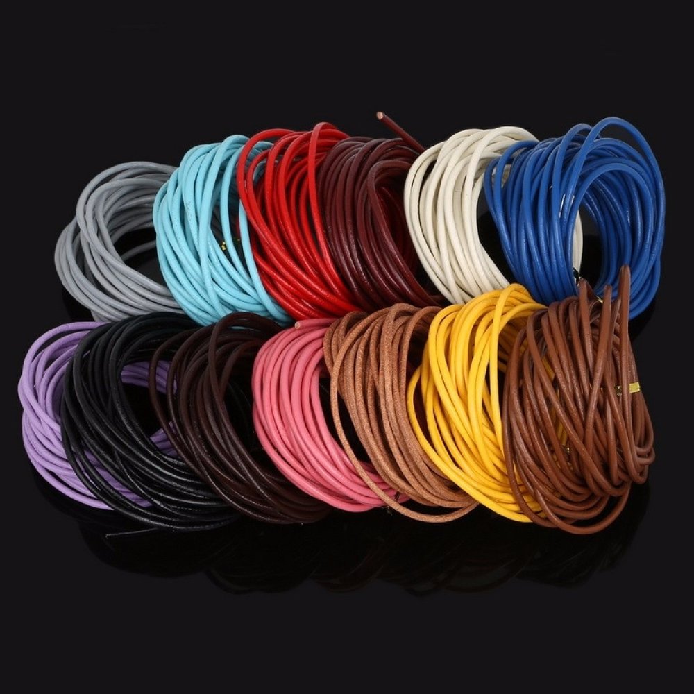 5 meters Round cord imitation leather braided Red 3 mm