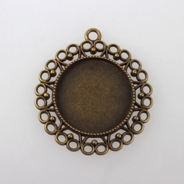 5 cabochon holders 25 mm bronze, cabochon pendants 118AB 