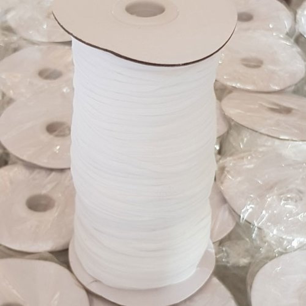 9 meters Flat elastic 3 mm White