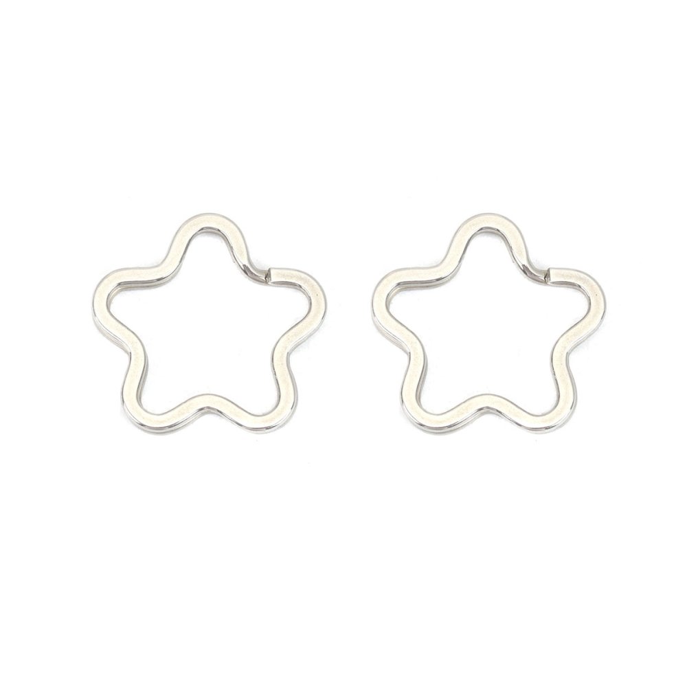 Flower-shaped key ring Stainless steel 34 x 35 mm