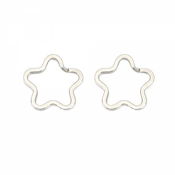 Flower-shaped key ring Stainless steel 34 x 35 mm