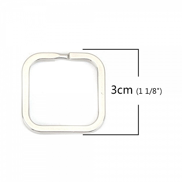 Key ring square shape Stainless steel 30 x 30 mm