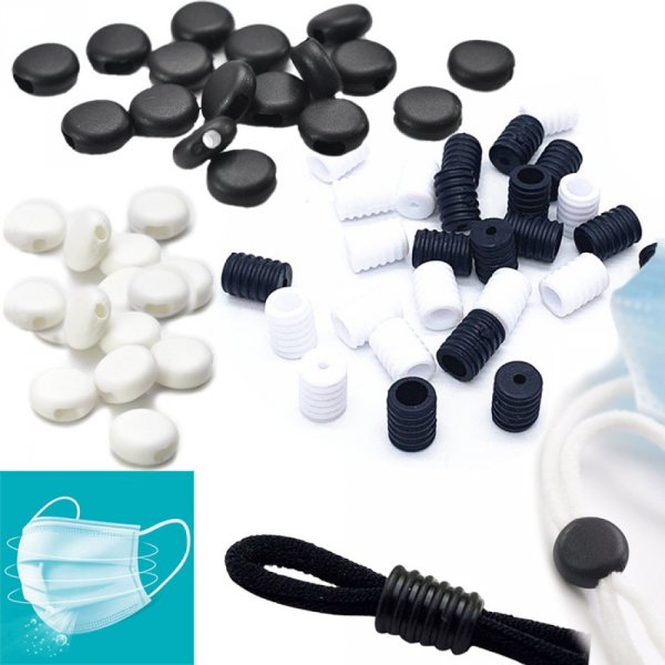 Elastic fastener buckle Black Rubber Pebble N&deg;02 x 100 pieces
