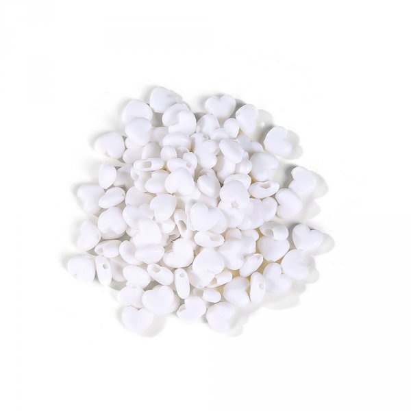 Elastic Tie Heart Buckle White Rubber N&deg;04 x 10 pieces