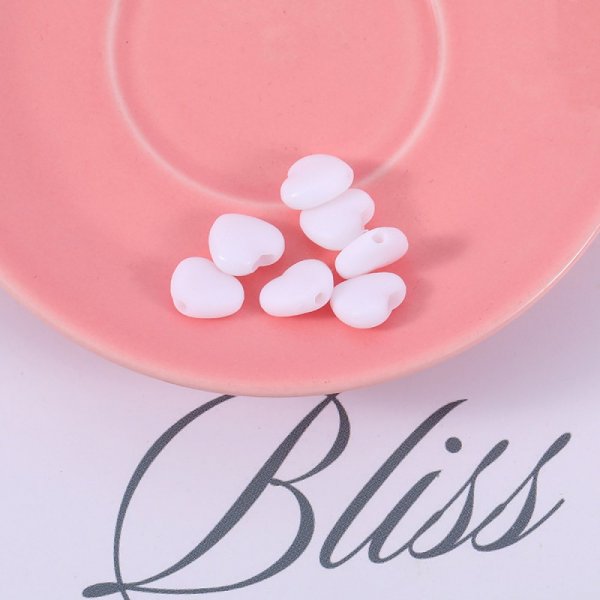 Elastic Tie Heart Buckle White Rubber N&deg;04 x 10 pieces