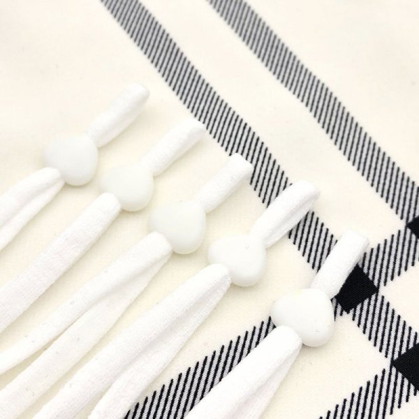 Elastic Tie Heart Buckle White Rubber N&deg;04 x 10 pieces