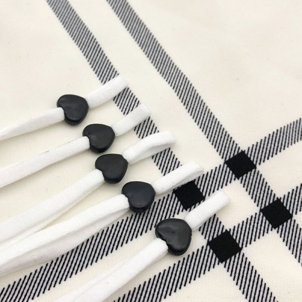 Elastic tie with black rubber heart buckle N&deg;04 x 10 pieces