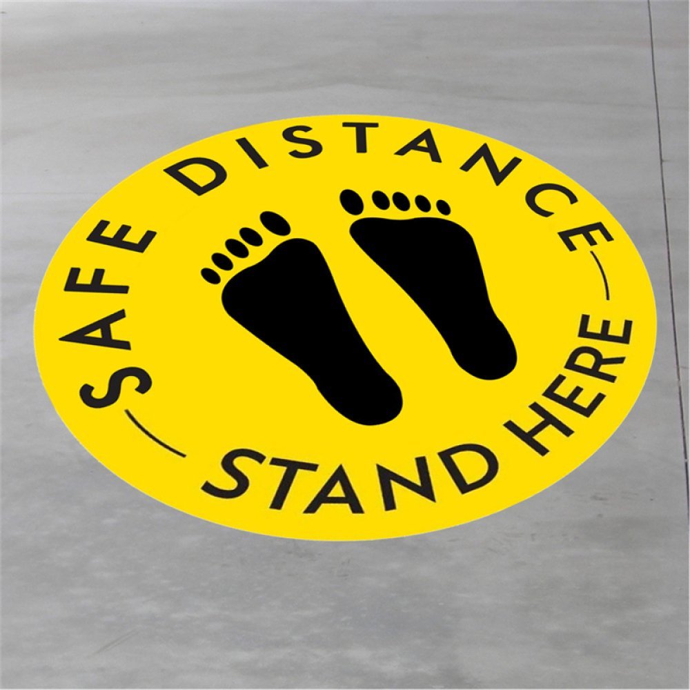 Black and Yellow Social Distancing Floor Stickers