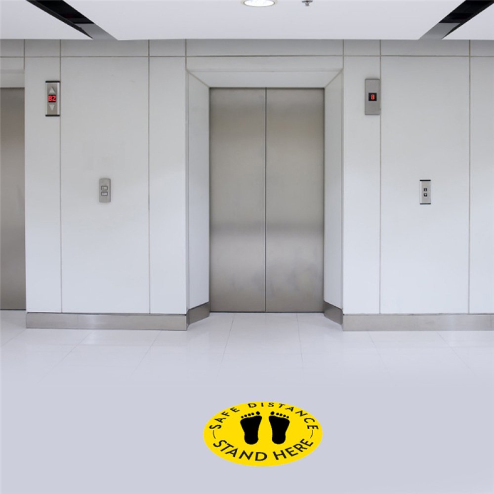 Black and Yellow Social Distancing Floor Stickers