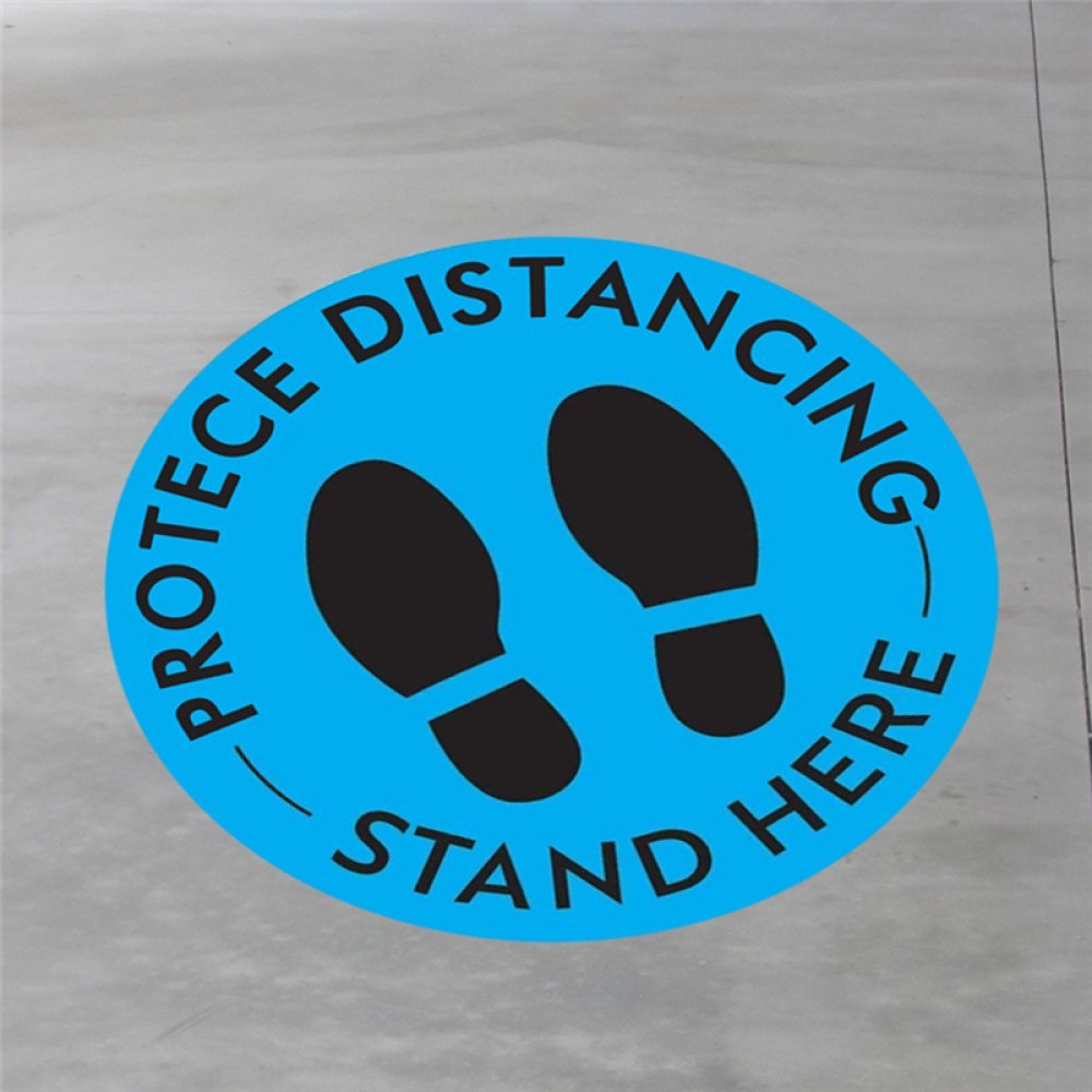 Black and Blue Social Distancing Floor Stickers