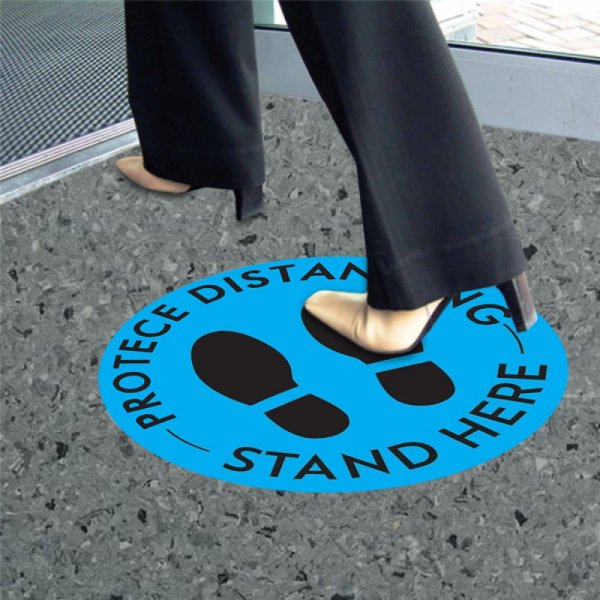 Black and Blue Social Distancing Floor Stickers