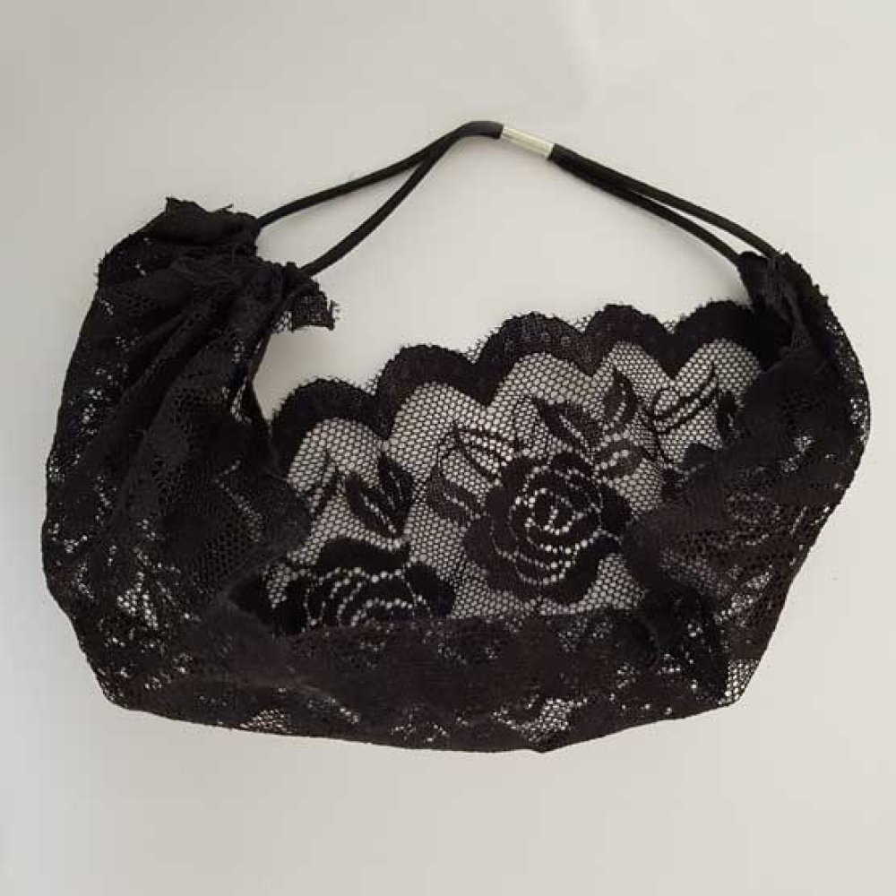 Bandeau pour cheveux dentelle Noir 15 cm