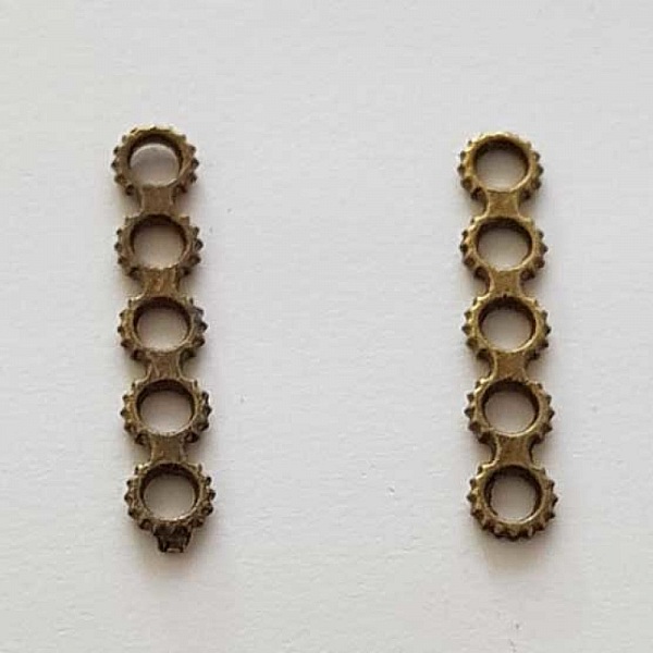 Barre Bronze Entretoise S&eacute;parateur perle, multi rangs 5 trous N&deg;02