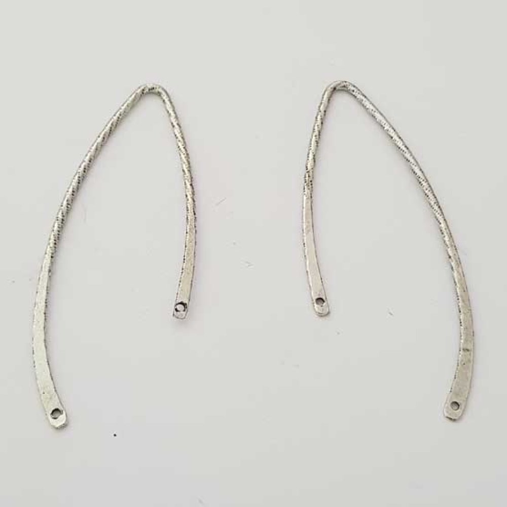 Bar Curved Metal Rod Silver 2 Rings N°04 Silver