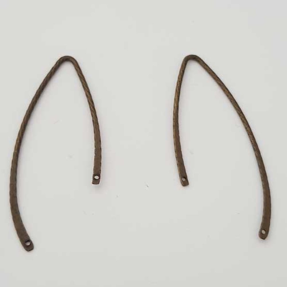 Bar Curved Metal Rod Silvered 2 rings N°04 Bronze