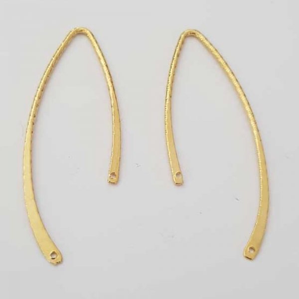 Bar Curved Metal Rod Silvered 2 Rings N&deg;04 Gold