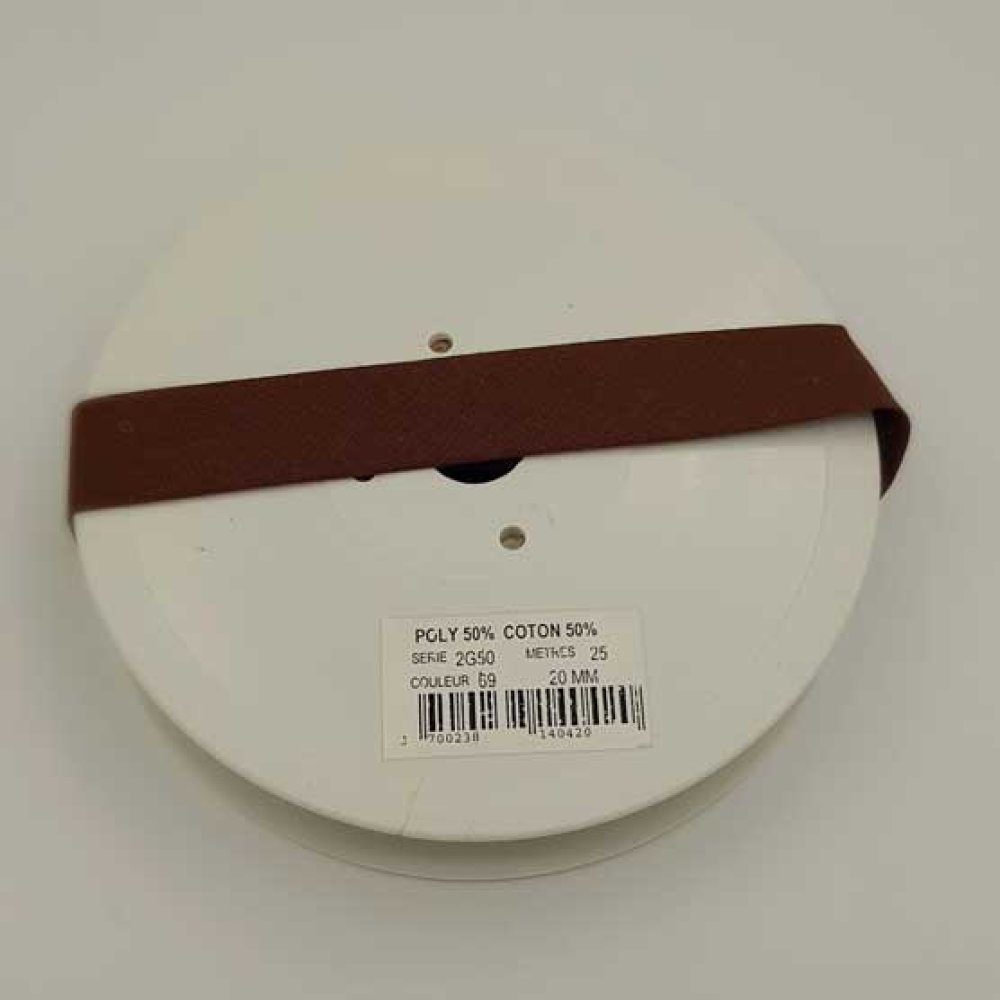 All textile plain bias 1 Meter collar 69 Brown