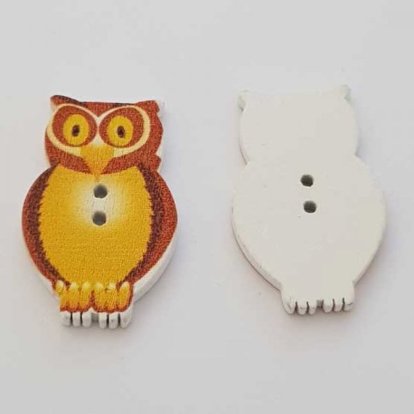 Bouton bois Chouette Marron Clair N&deg;01