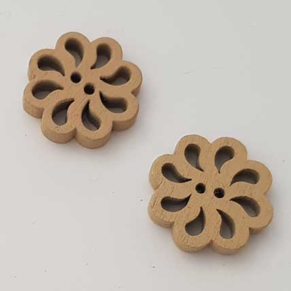 Bouton bois Fleur Beige N°01-01