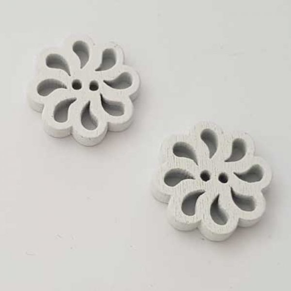 Bouton bois Fleur Blanc N&deg;01-01