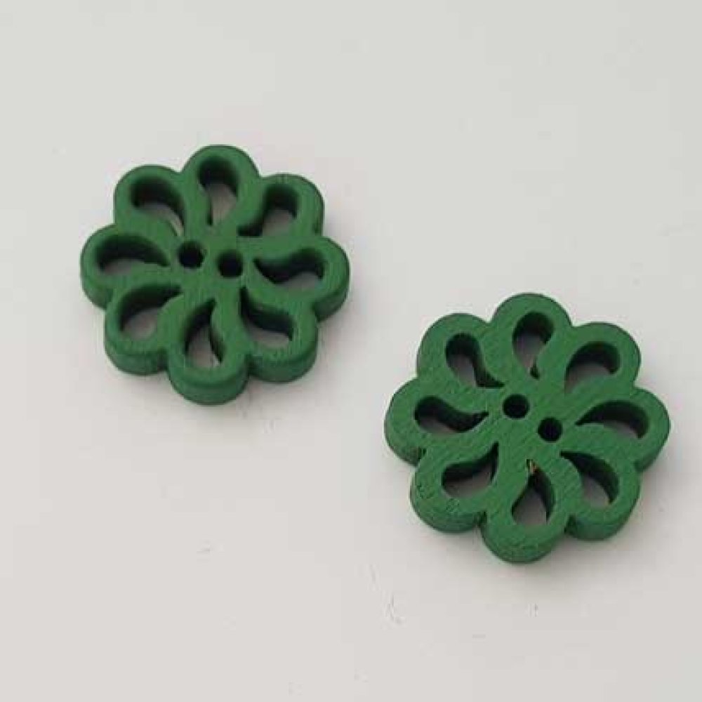 Bouton bois Fleur Vert Foncé N°01-01