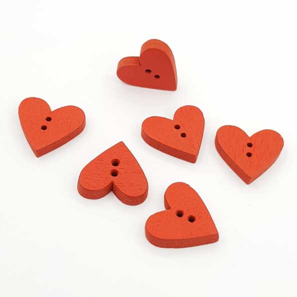 Wooden heart button burgundy N°01-08