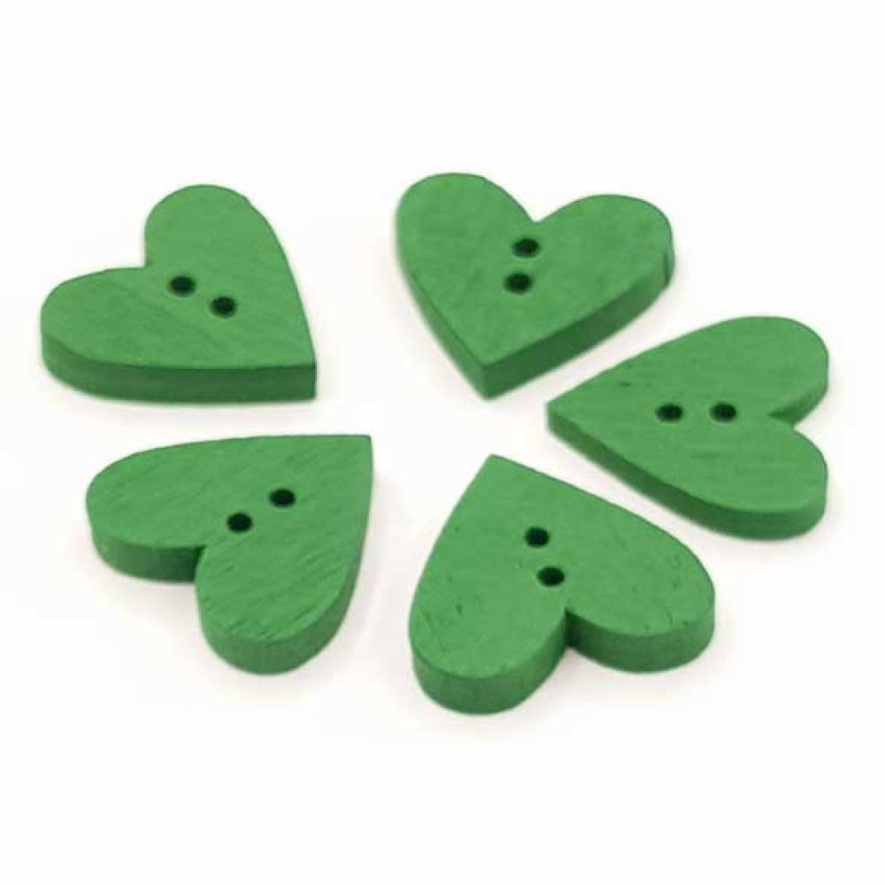 Button wood heart dark green N°01-04