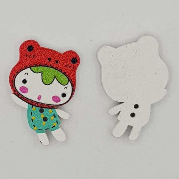 Wooden button girl N&deg;01-04