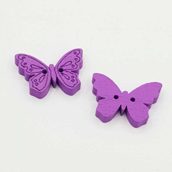 Purple butterfly wooden button N&deg;01-02