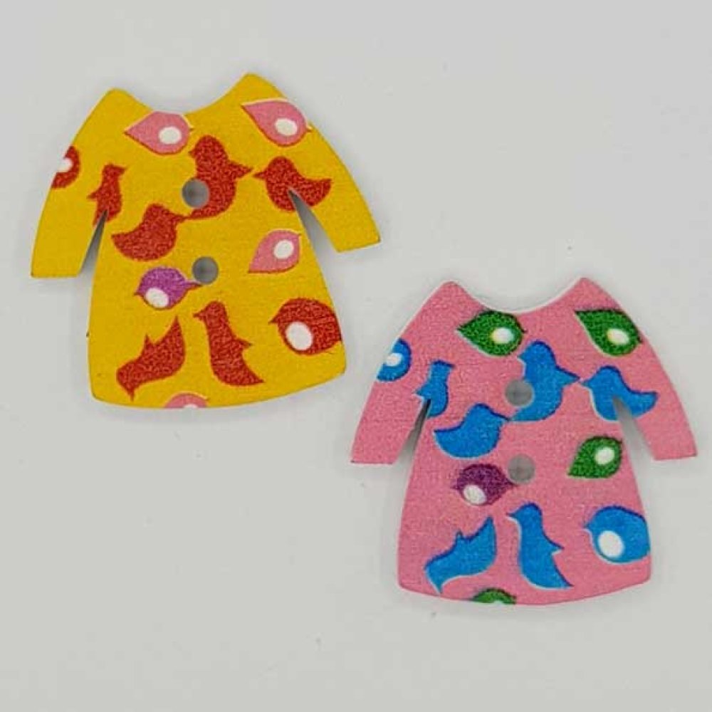 Wooden button dress N°02-04 x 2 pieces